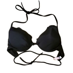 Victoria's Secret Black String Ruffle‎ Bikini Top Size 32D